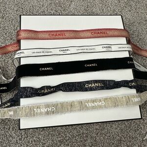 Chanel Women's Accessory Ribbon Set - Red, Black, Gold, each more than 23”